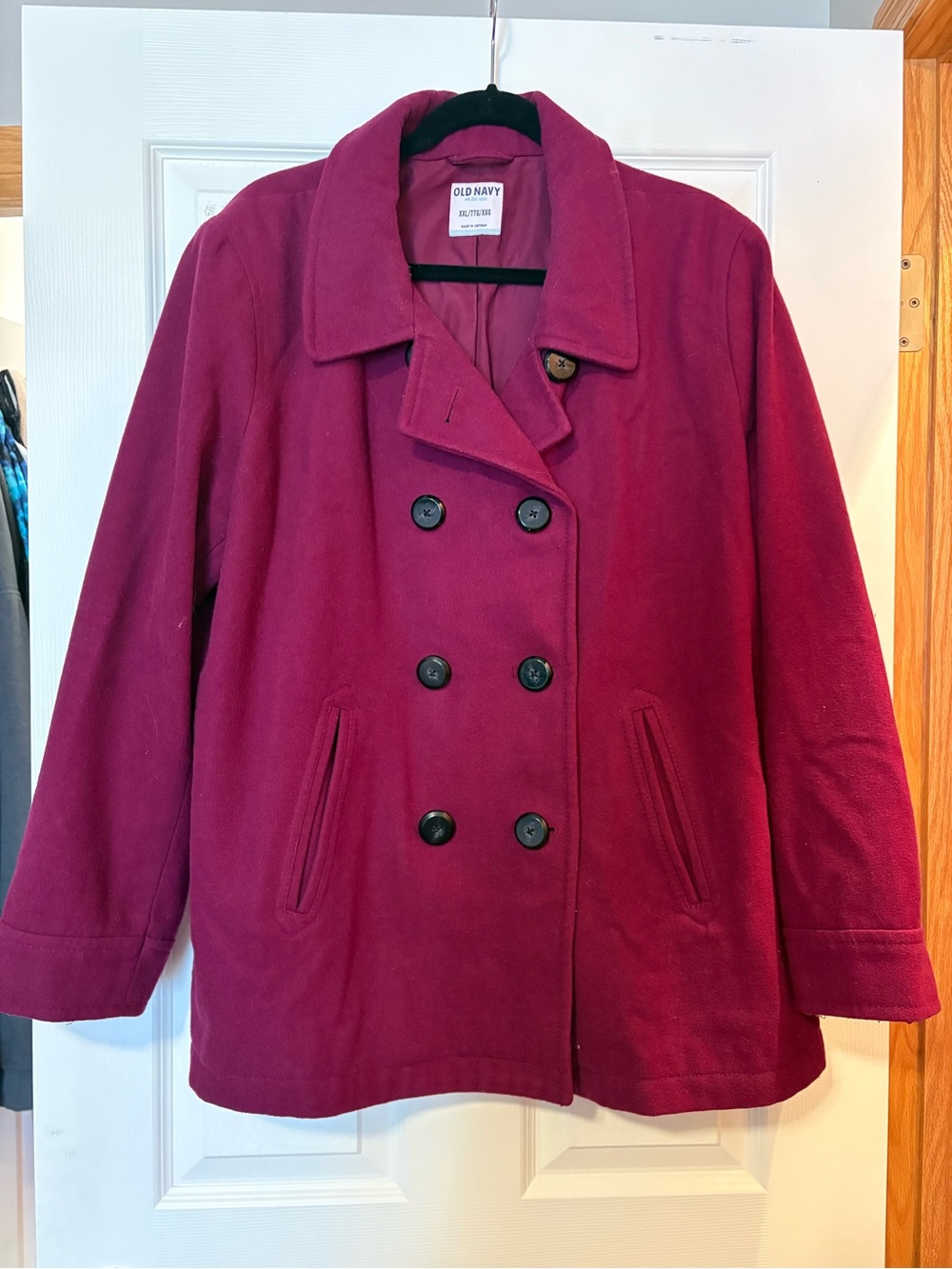 Old Navy Women's Double-Breasted Peacoat in Berry